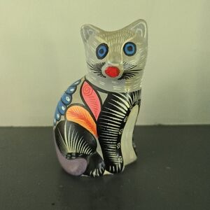 Cancun Mexico 1992 Tonala Ceramic Cat Figurine Aged